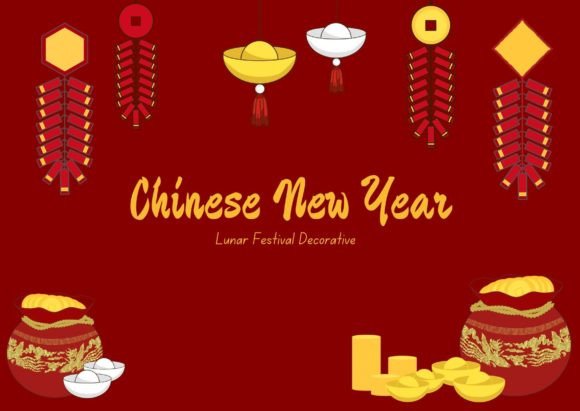 Chinese New Year Decorative Elements for Creative Projects