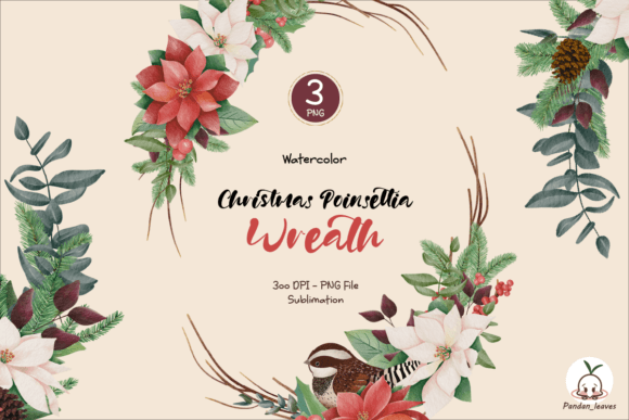Christmas Wreath Decorative Poinsettia