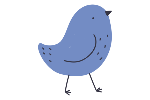 Cute Blue Bird Decorative Baby Animal Design