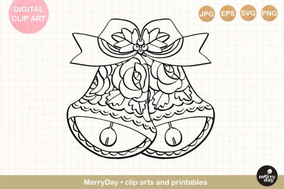 Decorative Bells Ornament Line Art