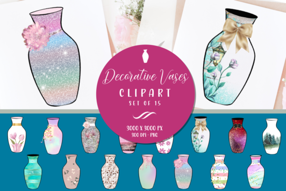 Decorative Vases Clipart for Sublimation Designs