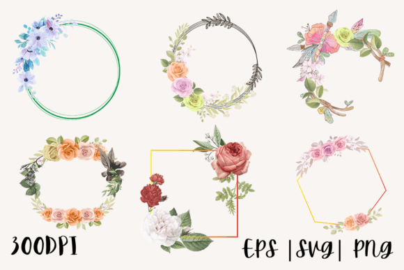 Decorative Watercolor Floral Frames Set