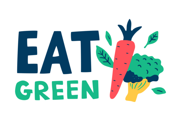 Eat Green Sticker. Decorative Label with: Strategic Applications for Brand Identity and Operational Clarity