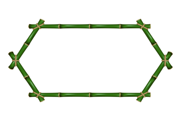 Green Bamboo Stick Border. Decorative Wooden Frame Analysis