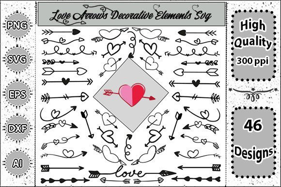Love Arrows Decorative Elements Svg Set