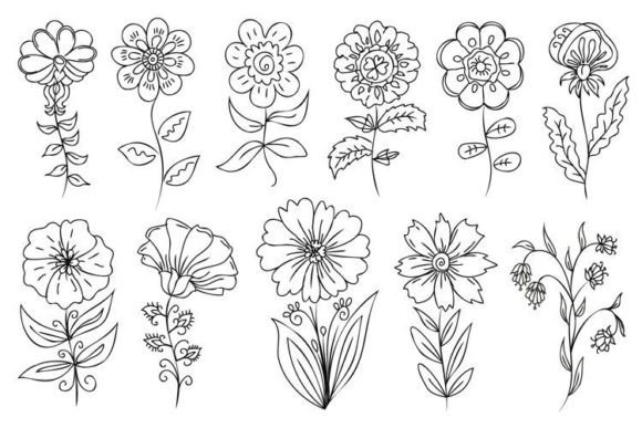 Outline Decorative Flowers: A Versatile Asset for Creative Projects