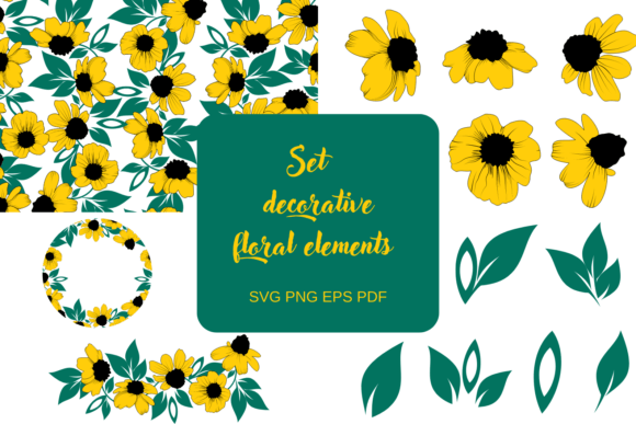 Set Decorative Floral Elements