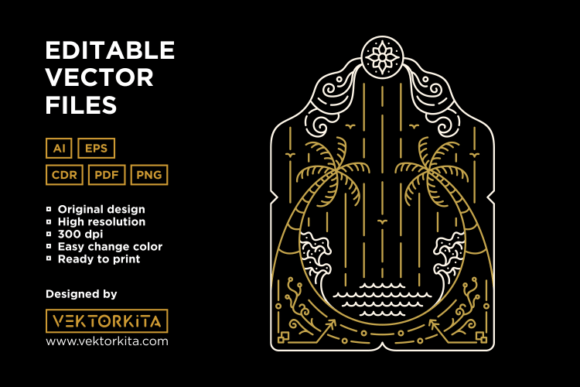 Summer Holiday Decorative Ornament 3: A Versatile Vector Asset for Creative Projects