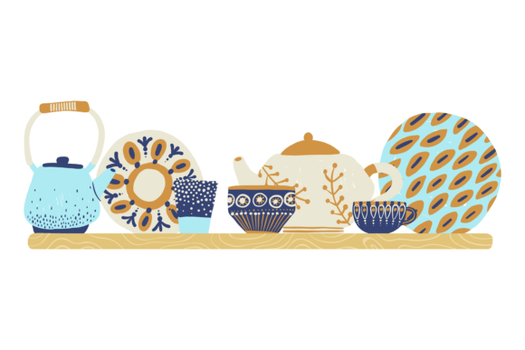 The Art of the Still Life: Elevating Your Space with Dishware on Wooden Shelf Decor